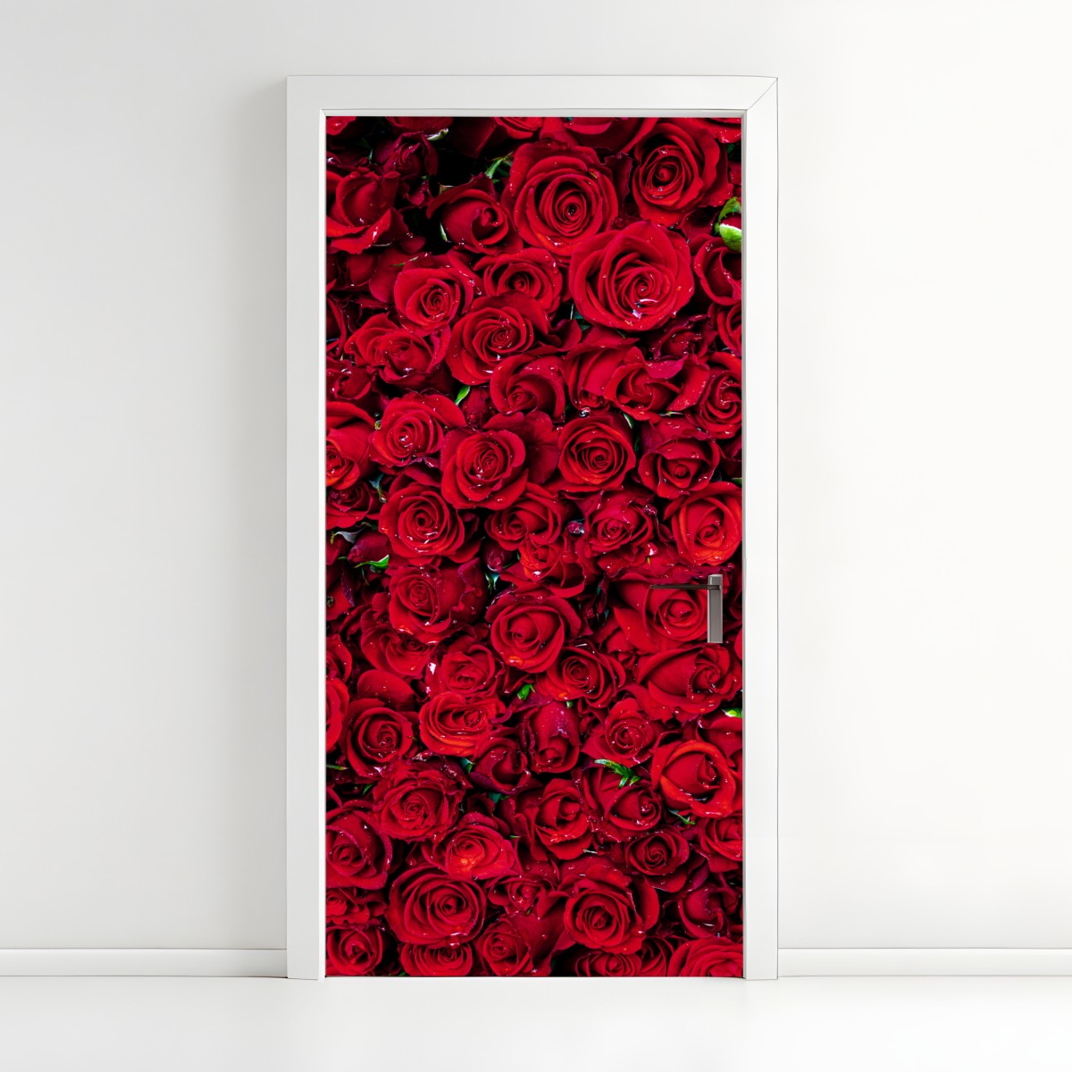 Door sticker lush red roses close-up – Wallissimo®