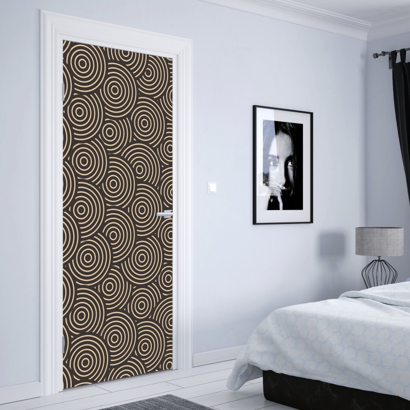 Naklejka na drzwi retro koncentryczne koła – Wallissimo® Naklejka na drzwi retro koncentryczne koła – Wallissimo®