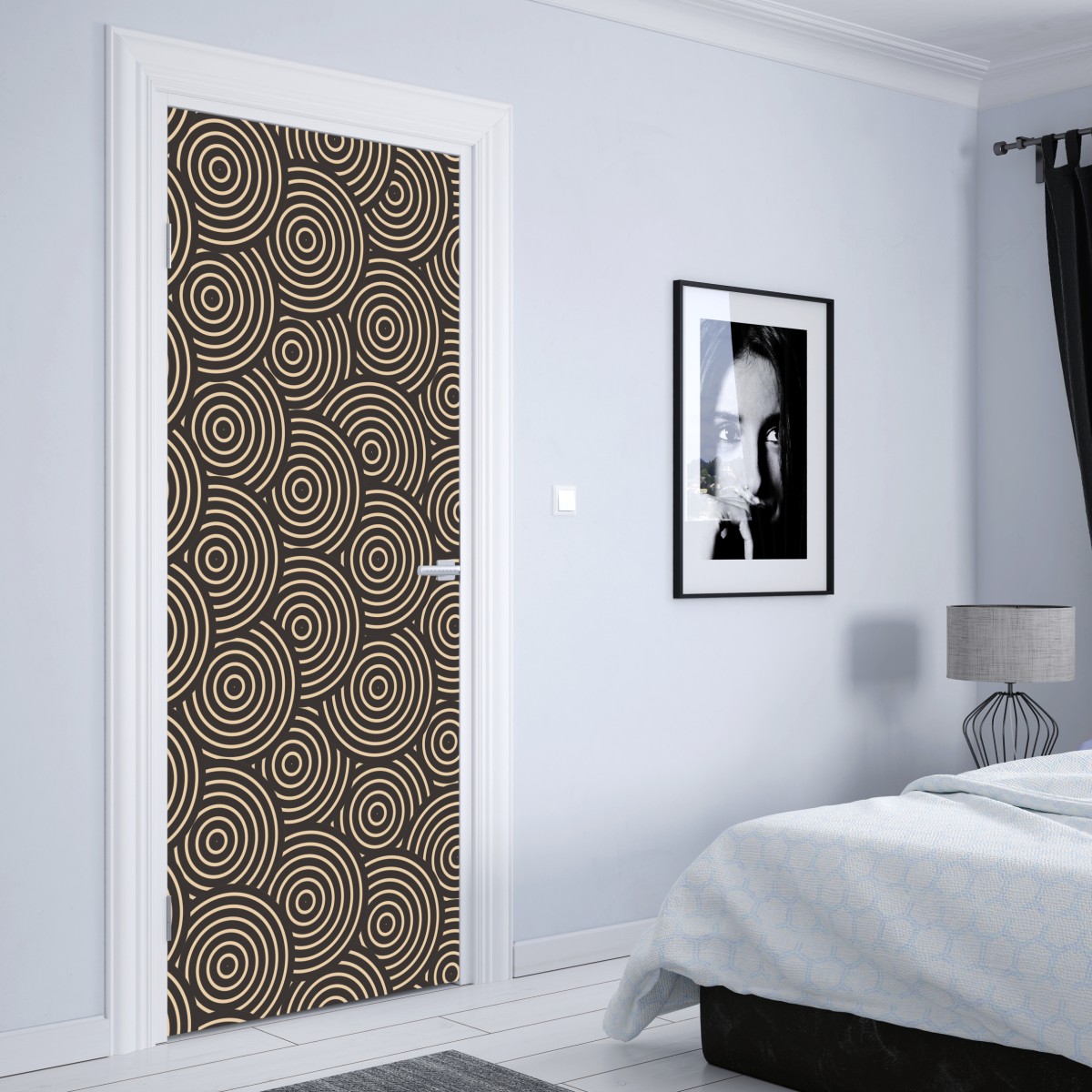 Naklejka na drzwi retro koncentryczne koła – Wallissimo® Naklejka na drzwi retro koncentryczne koła – Wallissimo®