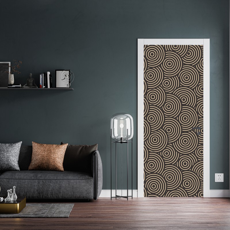 Naklejka na drzwi retro koncentryczne koła – Wallissimo® Naklejka na drzwi retro koncentryczne koła – Wallissimo®