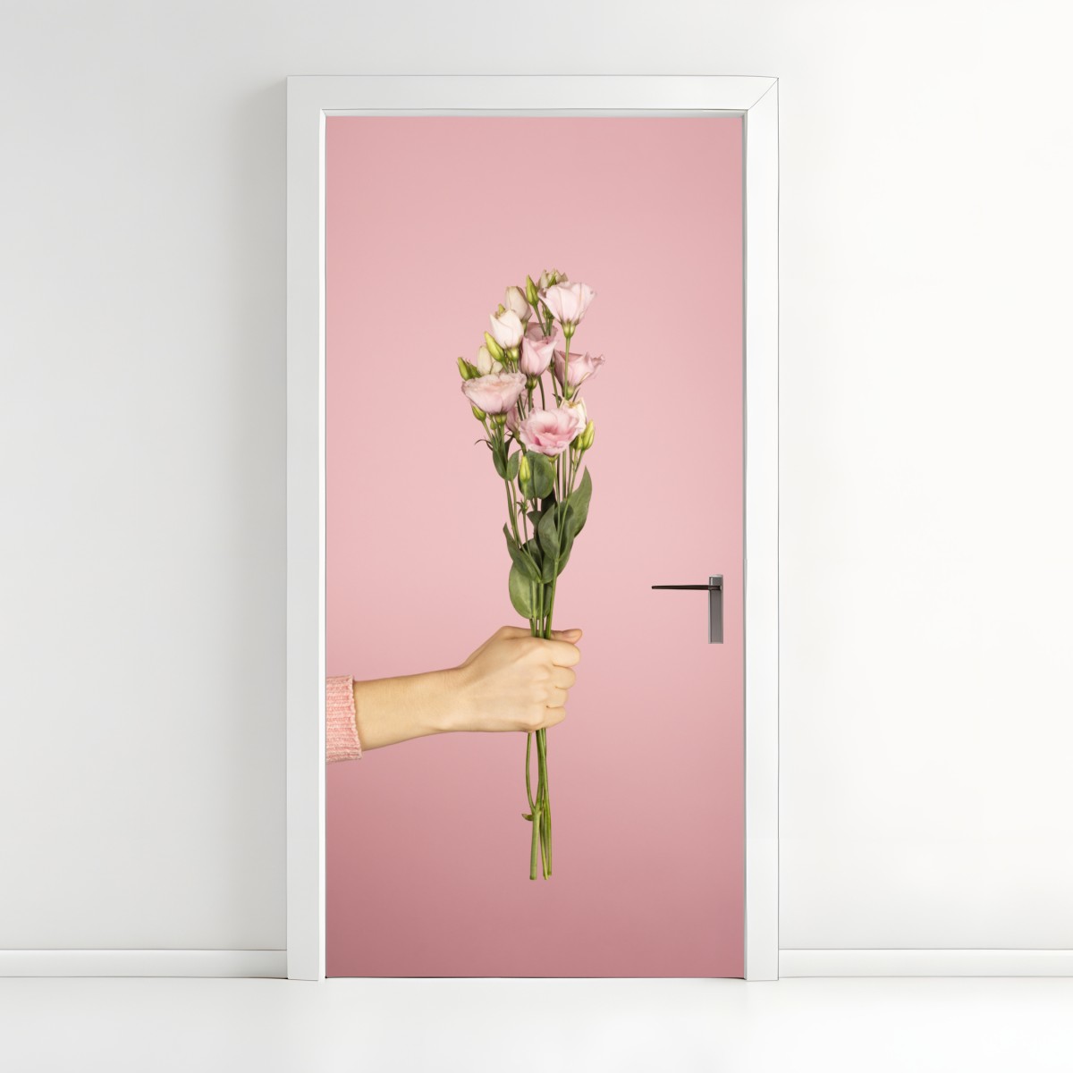 Door sticker delicate pink lisianthus bouquet – Wallissimo®