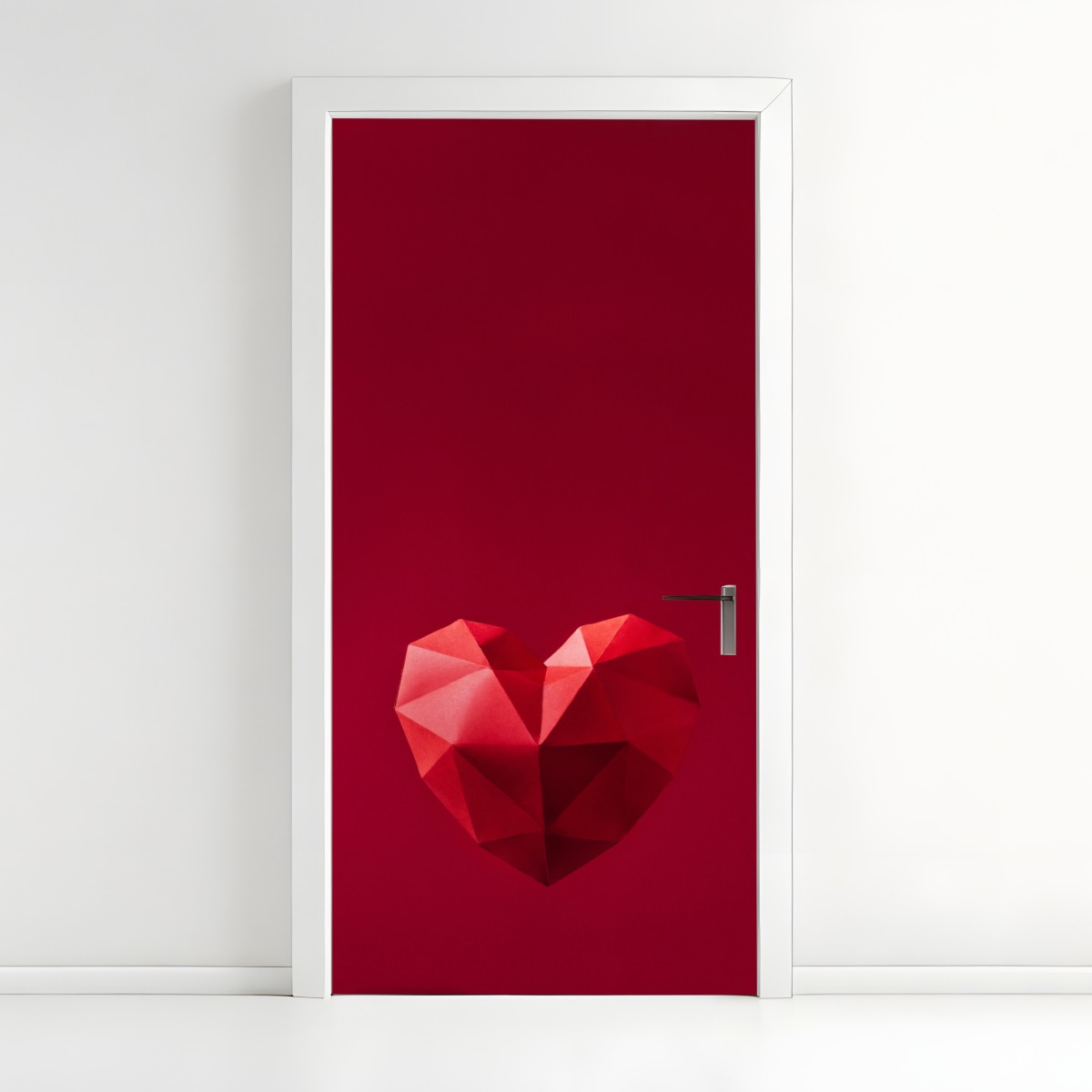 Door sticker geometric red paper heart – Wallissimo®