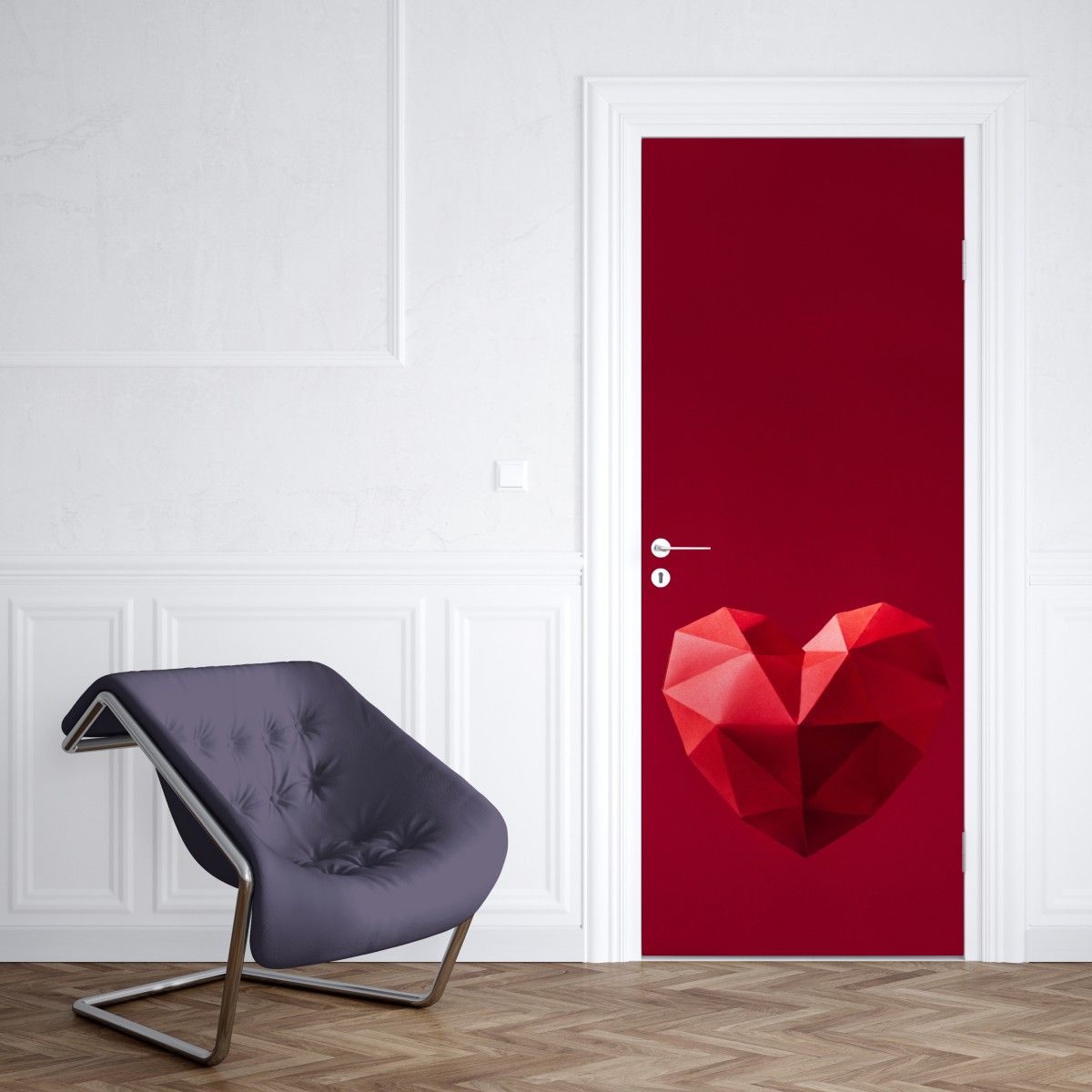 Naklejka na drzwi geometryczne czerwone papierowe serce – Wallissimo® Naklejka na drzwi geometryczne czerwone papierowe serce – Wallissimo®