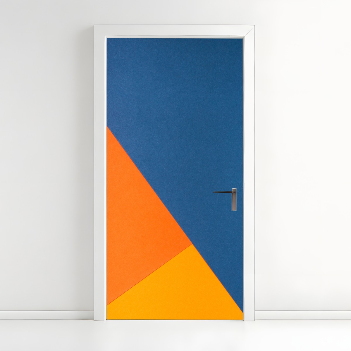 Door sticker bold geometric composition in blue and orange – Wallissimo®