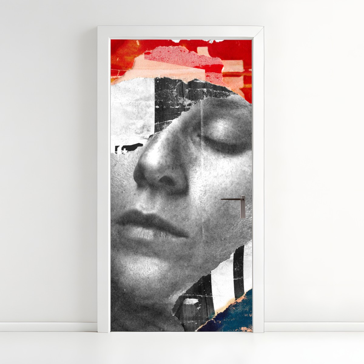 Door sticker torn portrait collage – Wallissimo®