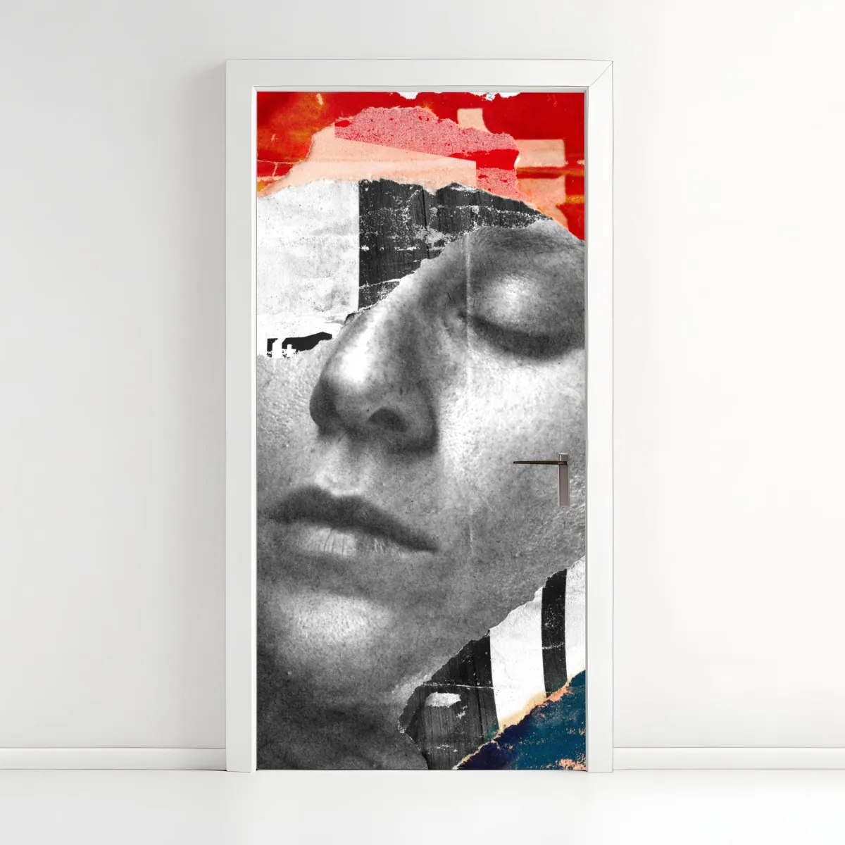 Naklejka na drzwi rozdarty portret kolaż – Wallissimo® Naklejka na drzwi rozdarty portret kolaż – Wallissimo®