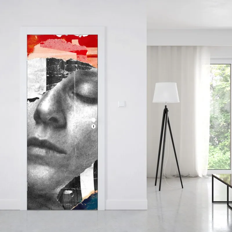 Naklejka na drzwi luksusowa abstrakcja turkus z złotymi żyłami – Wallissimo®