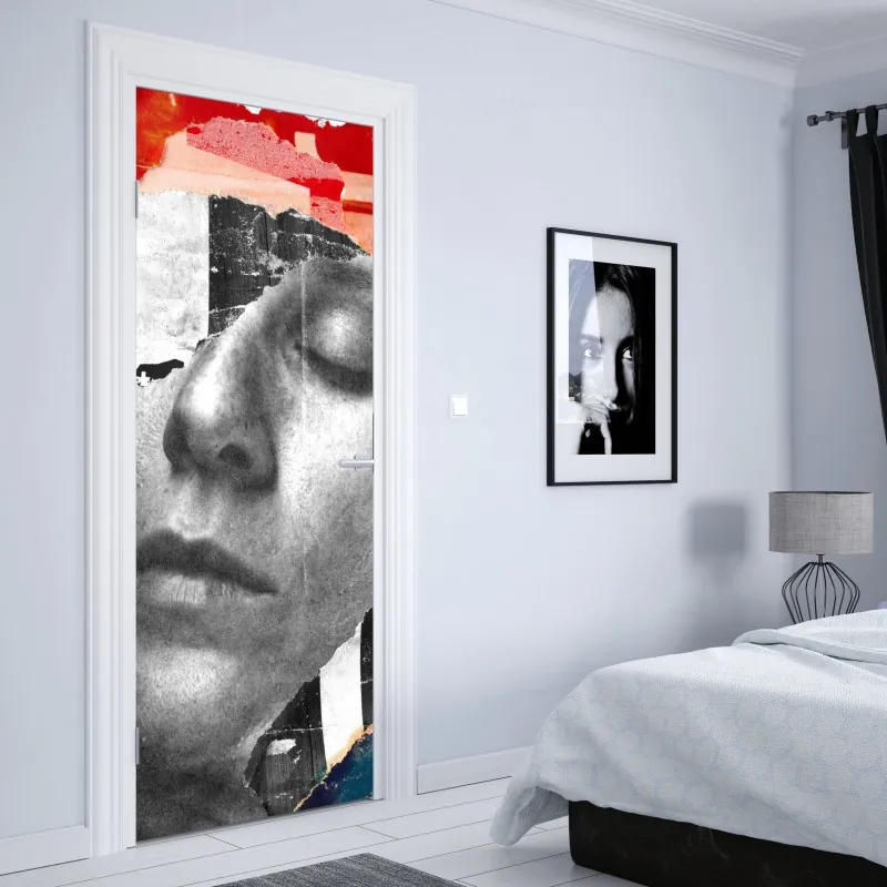 Naklejka na drzwi rozdarty portret kolaż – Wallissimo® Naklejka na drzwi rozdarty portret kolaż – Wallissimo®