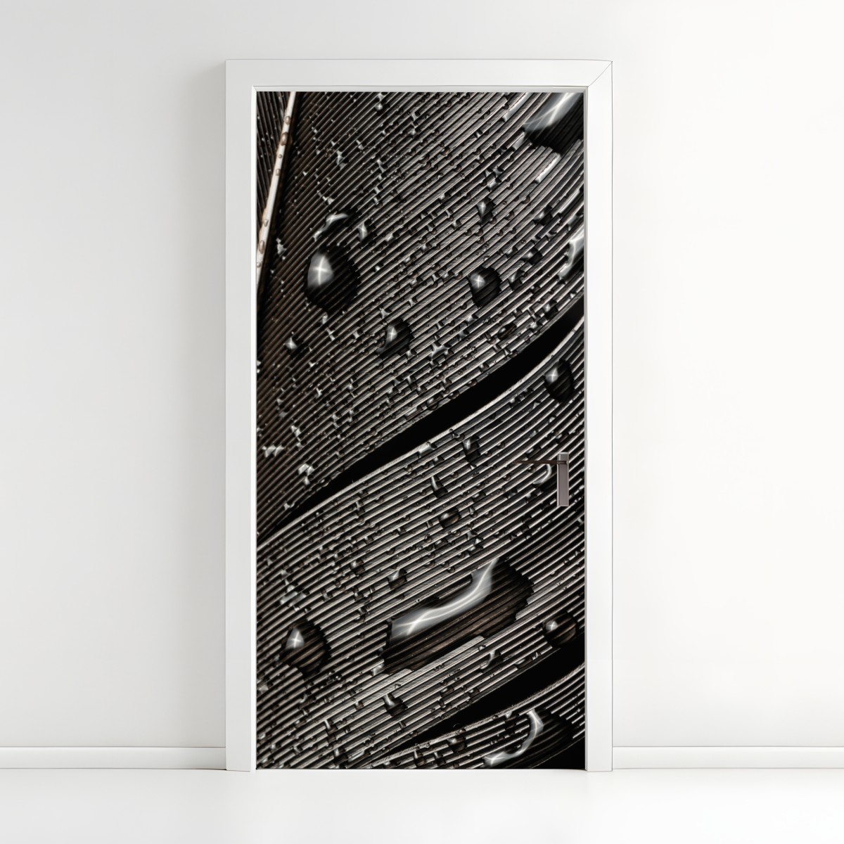 Door sticker monochrome feather with water droplets – Wallissimo®