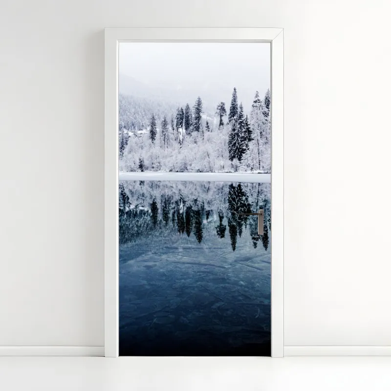 Naklejka na drzwi czarno-biały geometryczny wzór optyczny – Wallissimo®