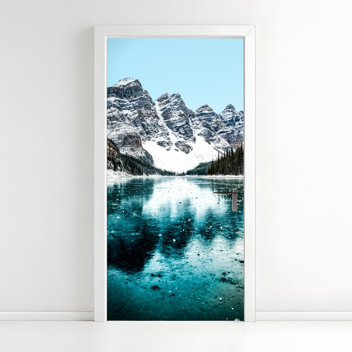 Door sticker icy turquoise lake reflection – Wallissimo®