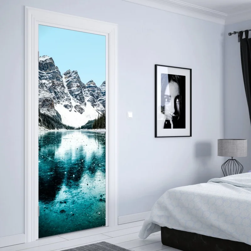 Naklejka na drzwi Haifoss wodospad o zachodzie słońca – Wallissimo®