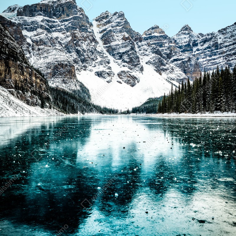 Naklejka na drzwi lodowe turkusowe odbicie gór – Wallissimo® Naklejka na drzwi lodowe turkusowe odbicie gór – Wallissimo®