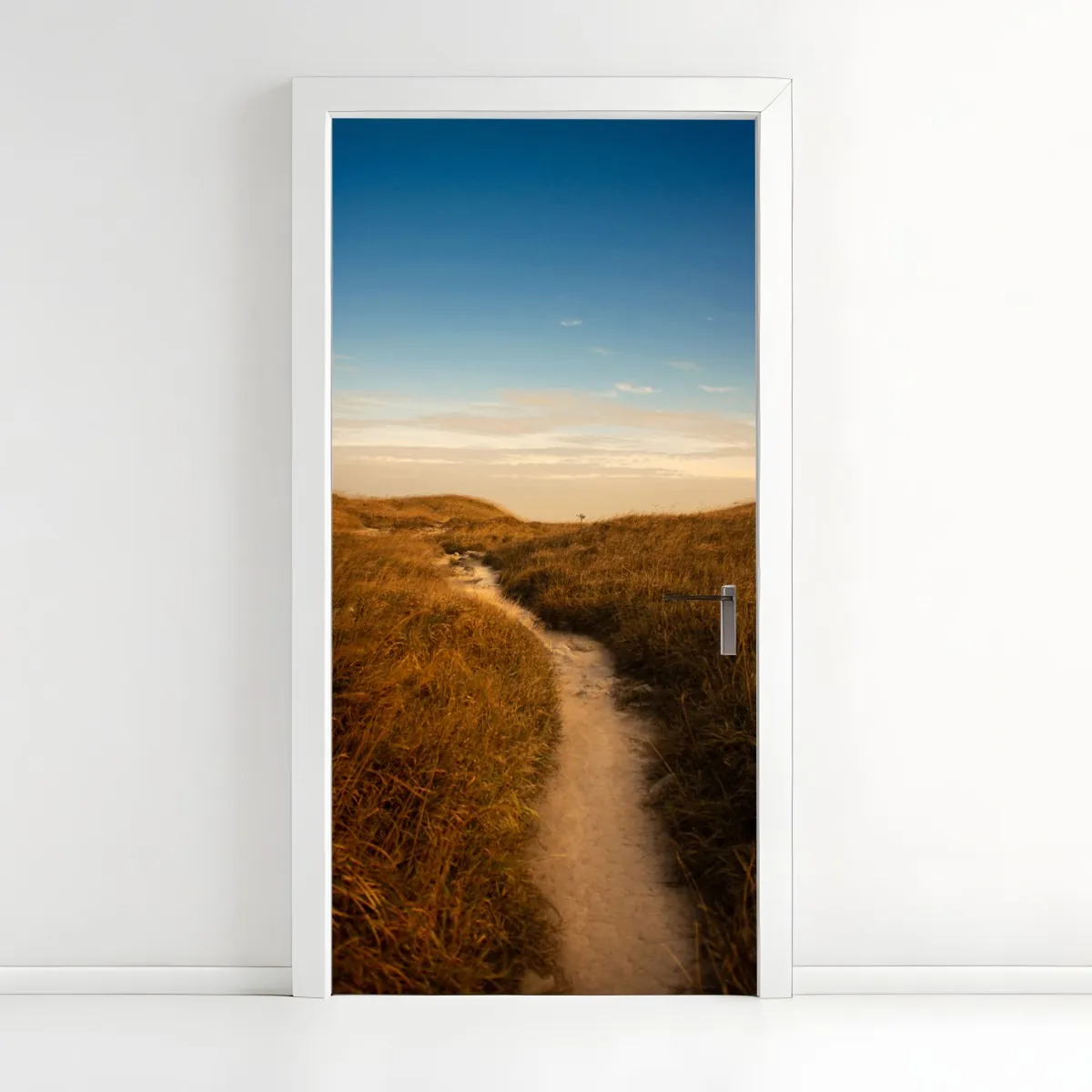 Naklejka na drzwi słoneczna ścieżka przez wydmy – Wallissimo® Naklejka na drzwi słoneczna ścieżka przez wydmy – Wallissimo®
