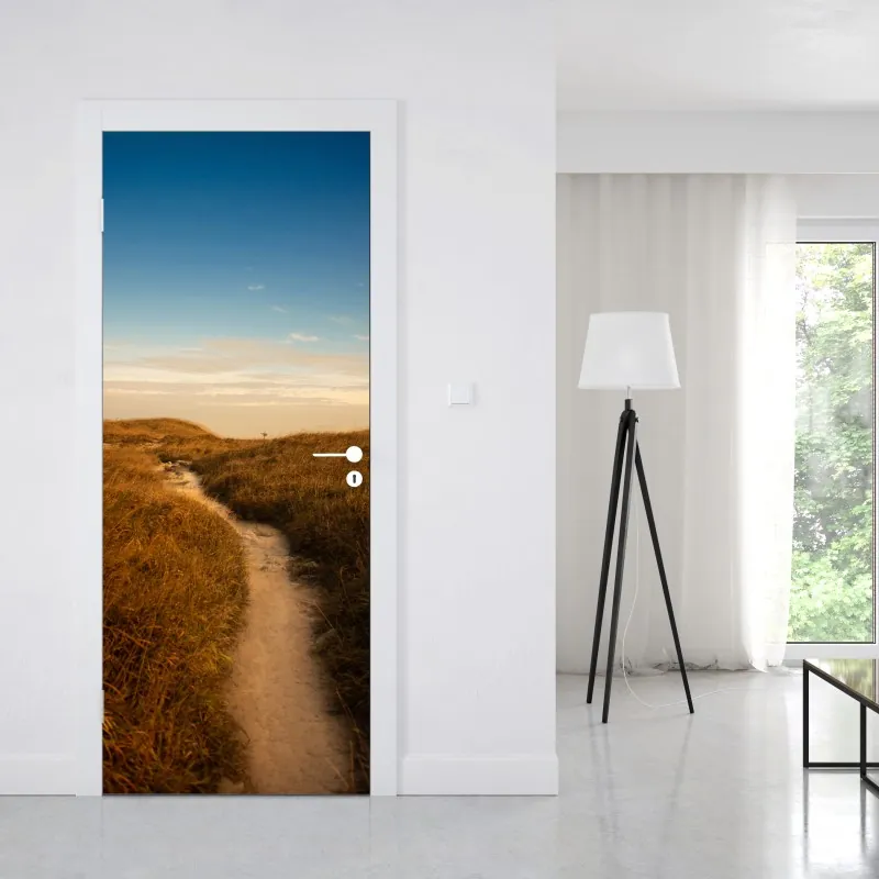 Naklejka na drzwi słoneczna leśna ścieżka – Wallissimo®