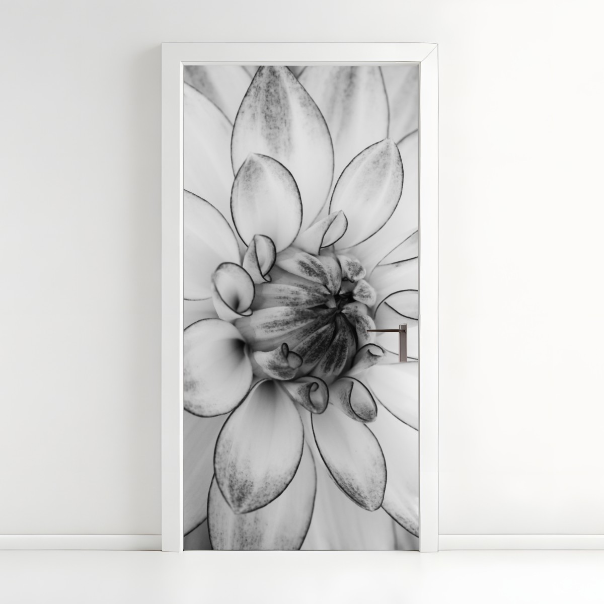 Door sticker monochrome dahlia close-up – Wallissimo®