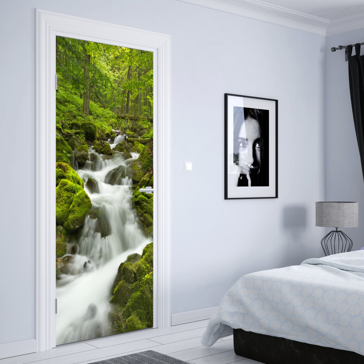 Naklejka na drzwi mechowy wodospad – Wallissimo® Naklejka na drzwi mechowy wodospad – Wallissimo®