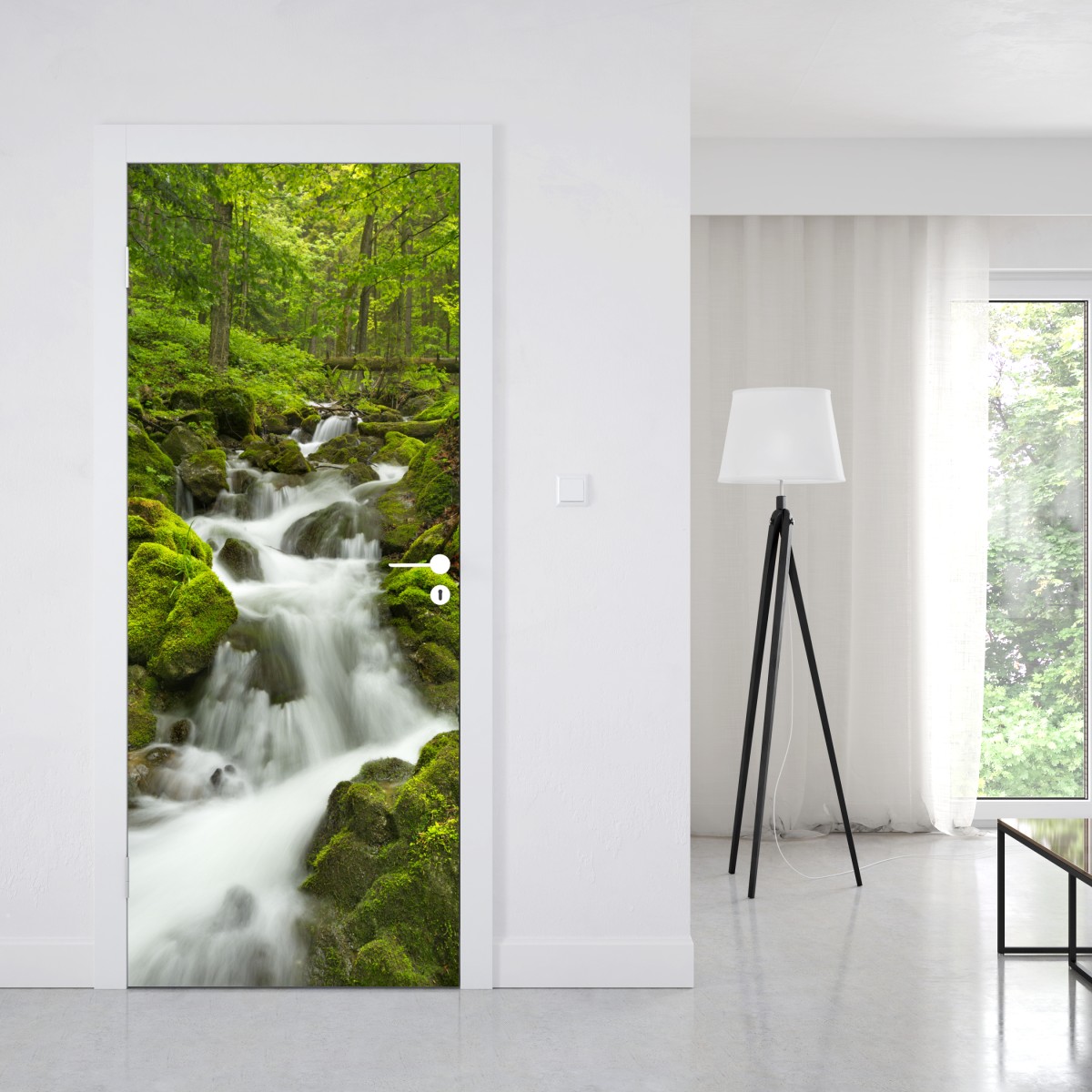 Naklejka na drzwi mechowy wodospad – Wallissimo® Naklejka na drzwi mechowy wodospad – Wallissimo®