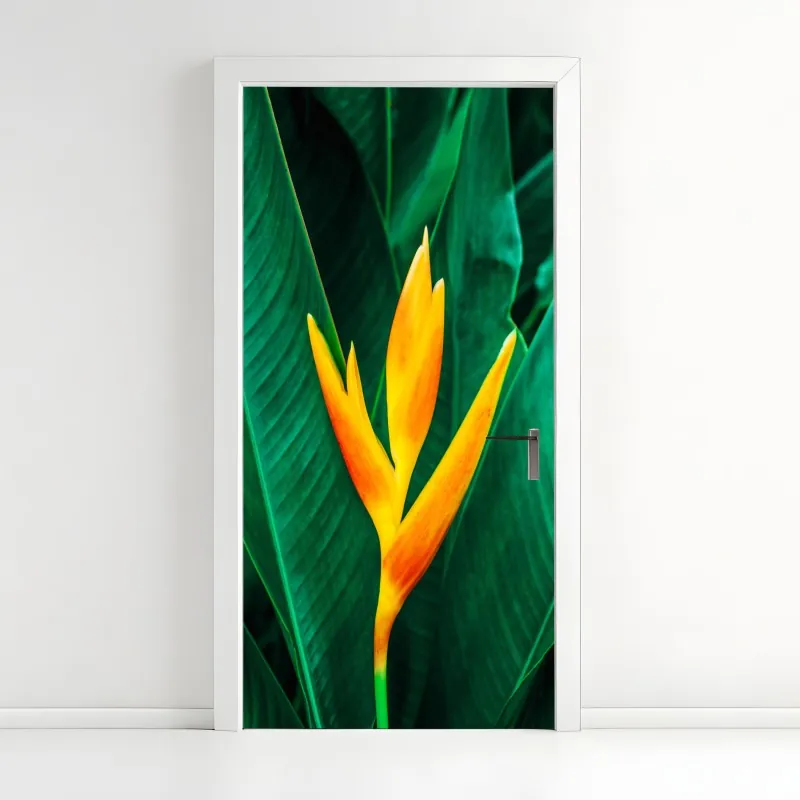 Naklejka na drzwi niebieskie peonie w stylu botanicznym – Wallissimo®