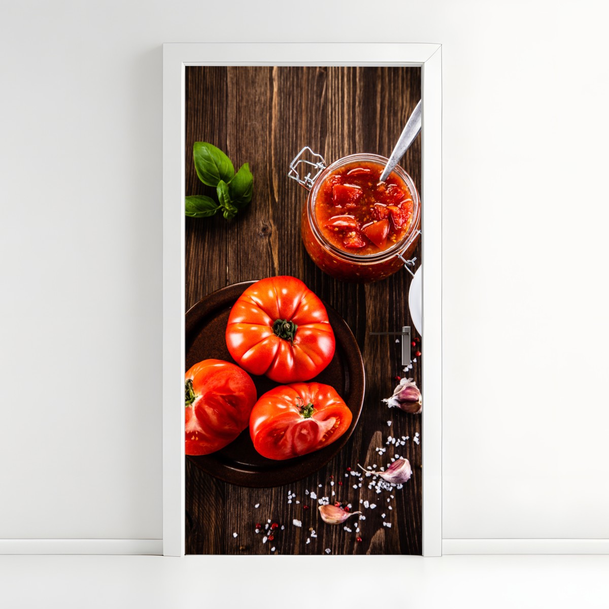 Door sticker fresh tomatoes and homemade sauce still life – Wallissimo®