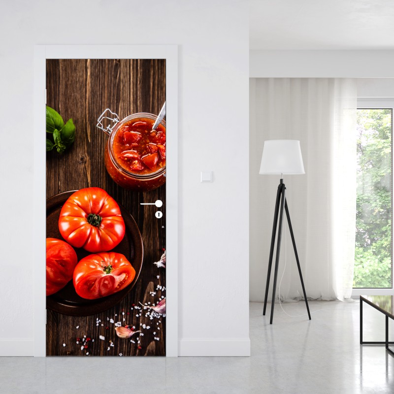 Naklejka na drzwi niebieskie peonie w stylu botanicznym – Wallissimo®