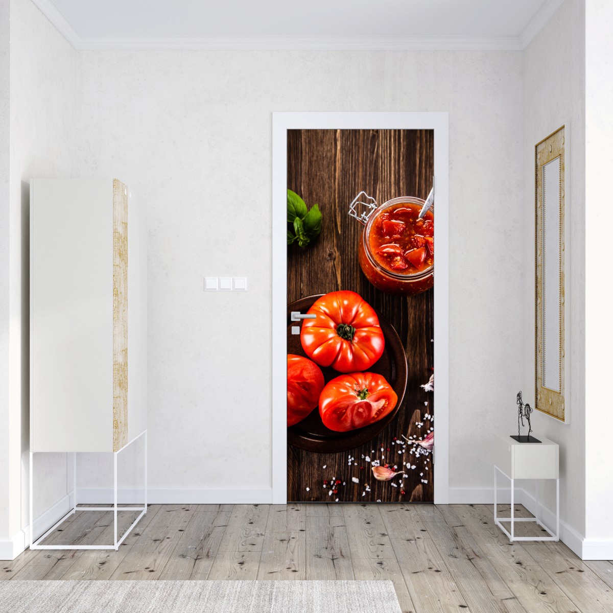 Naklejka na drzwi świeże pomidory i domowy sos – Wallissimo® Naklejka na drzwi świeże pomidory i domowy sos – Wallissimo®