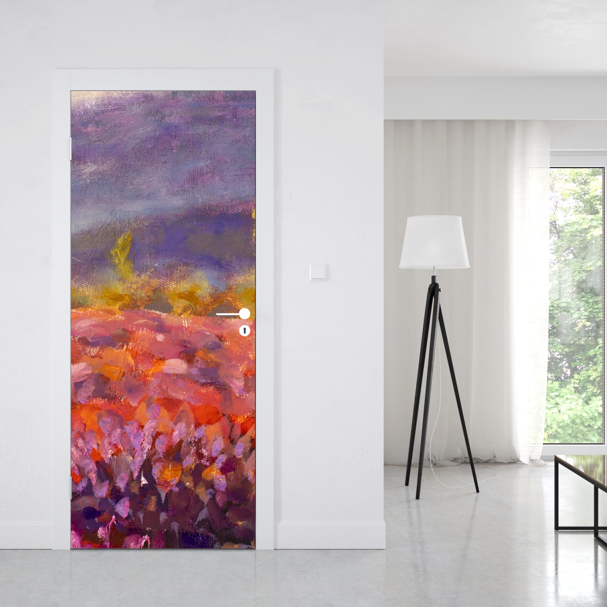 Naklejka na drzwi Prowansja pole lawendy obraz olejny – Wallissimo® Naklejka na drzwi Prowansja pole lawendy obraz olejny – Wallissimo®