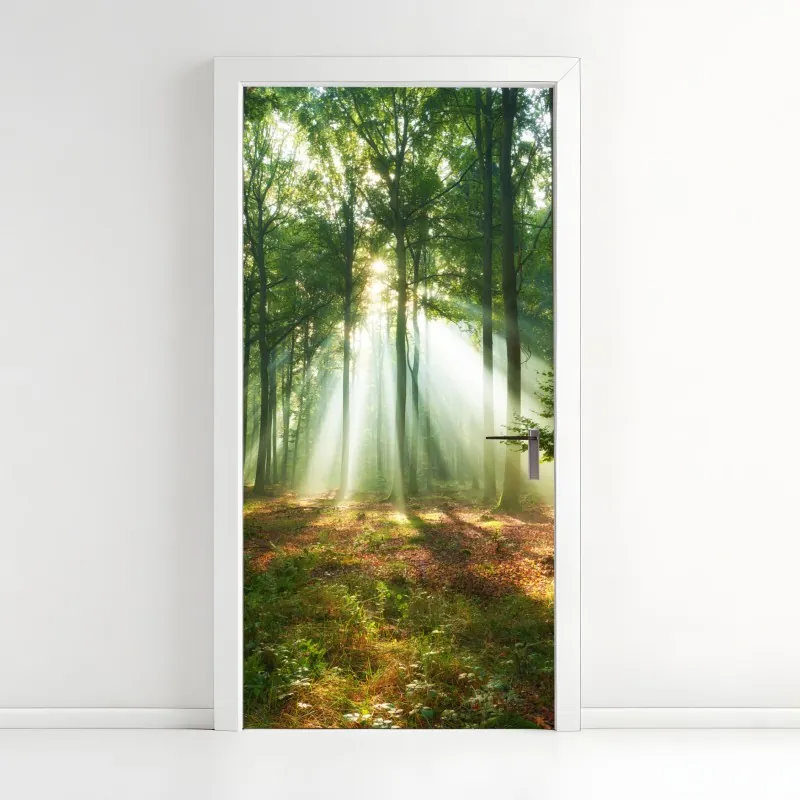 Naklejka na drzwi żywa czerwona róża - zbliżenie – Wallissimo®