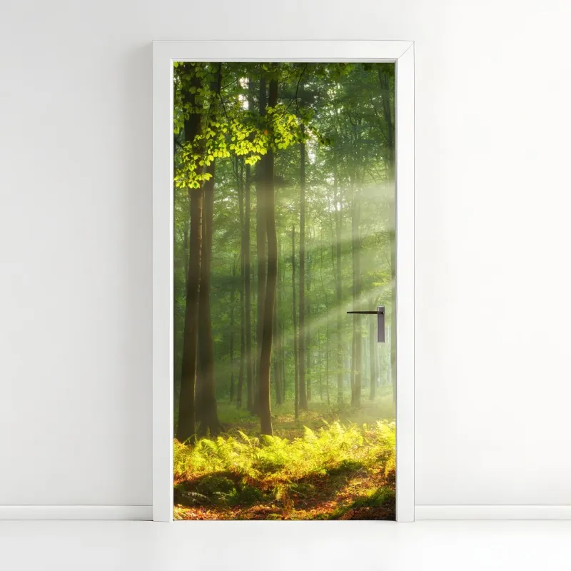 Naklejka na drzwi fioletowa latarnia nad skalistym wybrzeżem – Wallissimo®