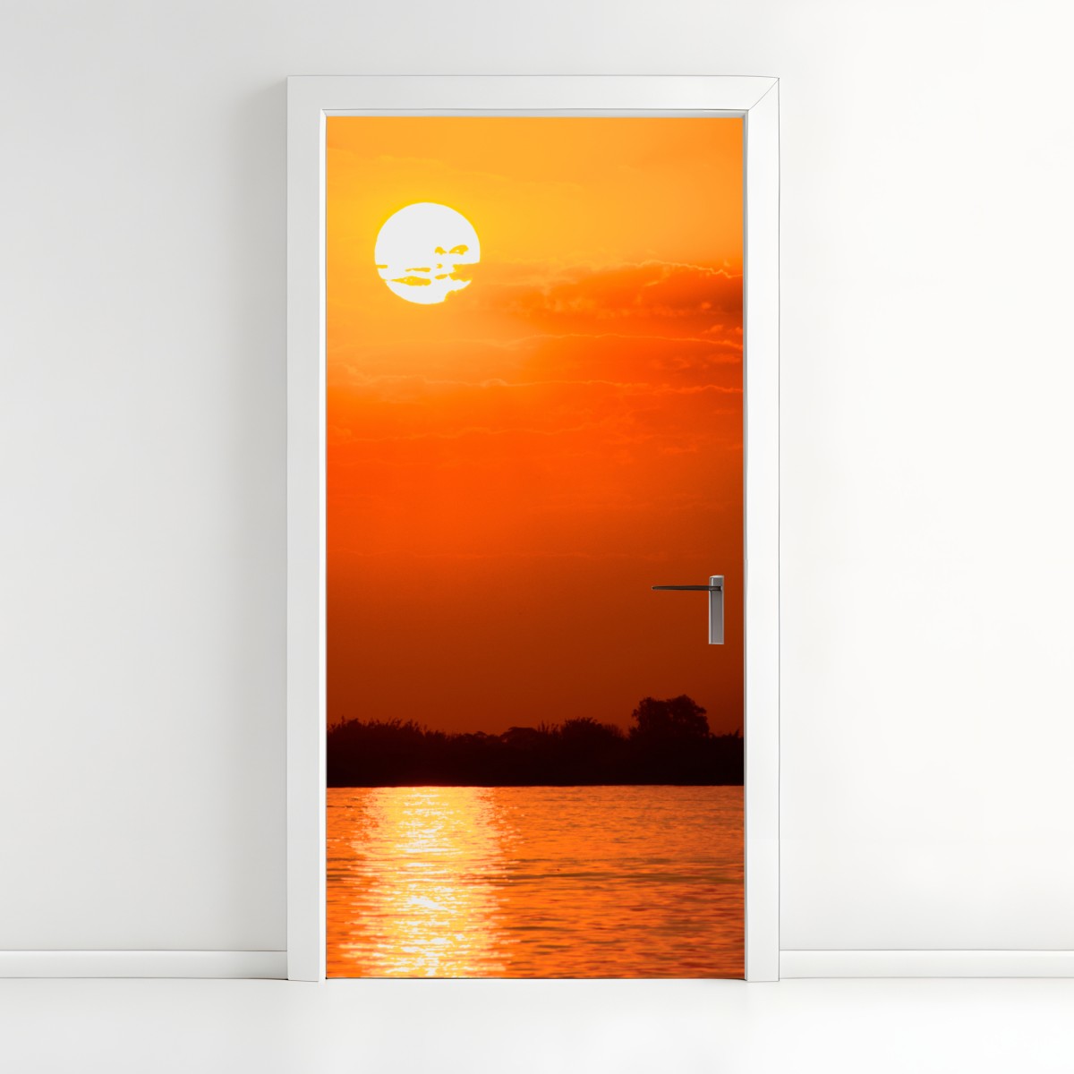 Door sticker golden sunset over tranquil lake – Wallissimo®
