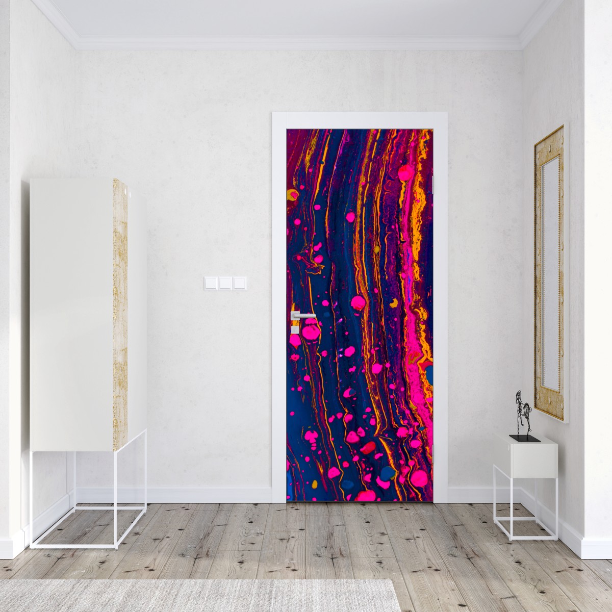 Naklejka na drzwi neonowa marmurkowa grafika abstrakcyjna – Wallissimo® Naklejka na drzwi neonowa marmurkowa grafika abstrakcyjna – Wallissimo®