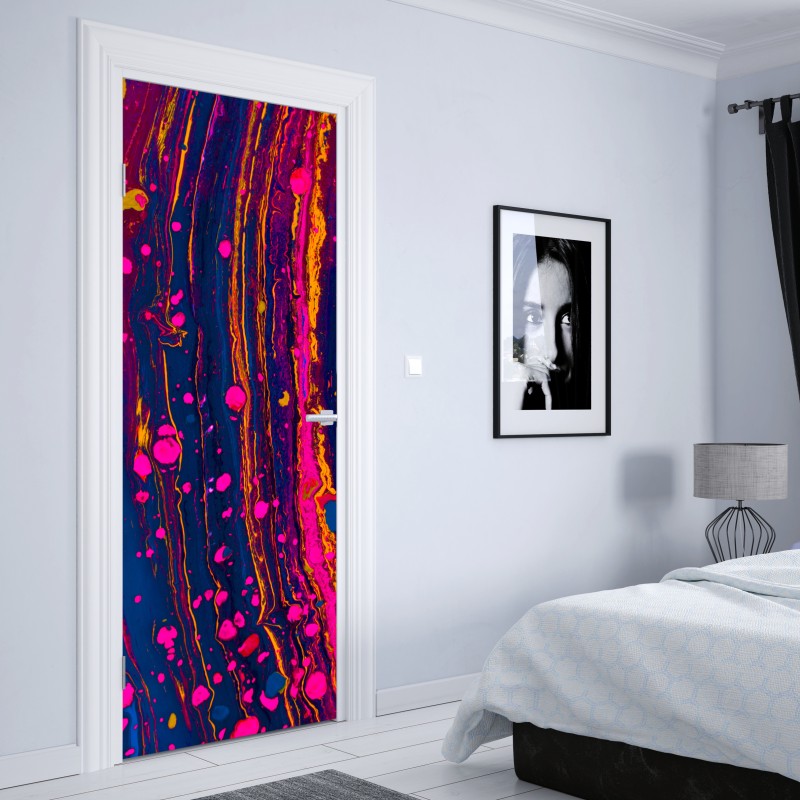 Naklejka na drzwi neonowa marmurkowa grafika abstrakcyjna – Wallissimo® Naklejka na drzwi neonowa marmurkowa grafika abstrakcyjna – Wallissimo®