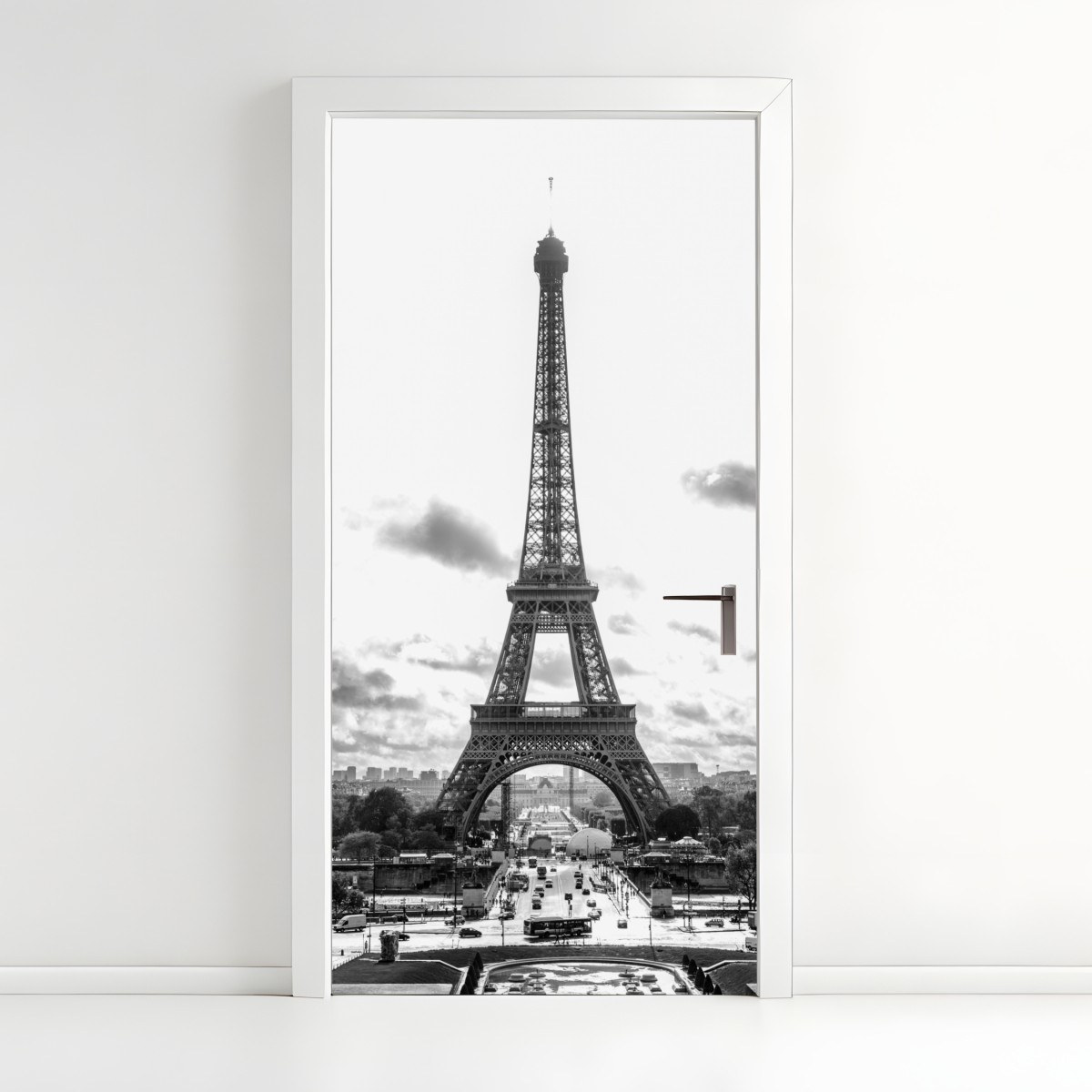 Door sticker Paris Eiffel Tower in monochrome – Wallissimo®