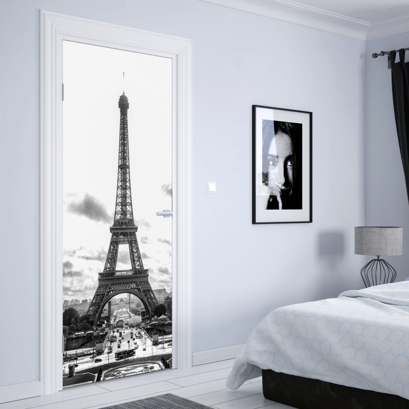 Naklejka na drzwi Paryż Wieża Eiffla w monochromie – Wallissimo® Naklejka na drzwi Paryż Wieża Eiffla w monochromie – Wallissimo®