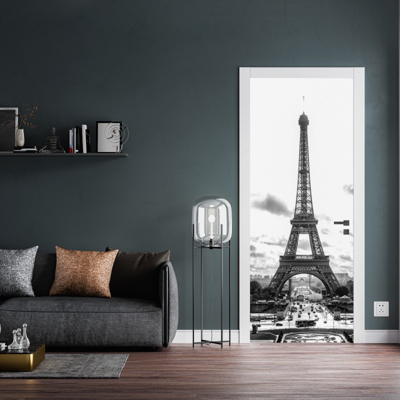 Naklejka na drzwi Paryż Wieża Eiffla w monochromie – Wallissimo® Naklejka na drzwi Paryż Wieża Eiffla w monochromie – Wallissimo®