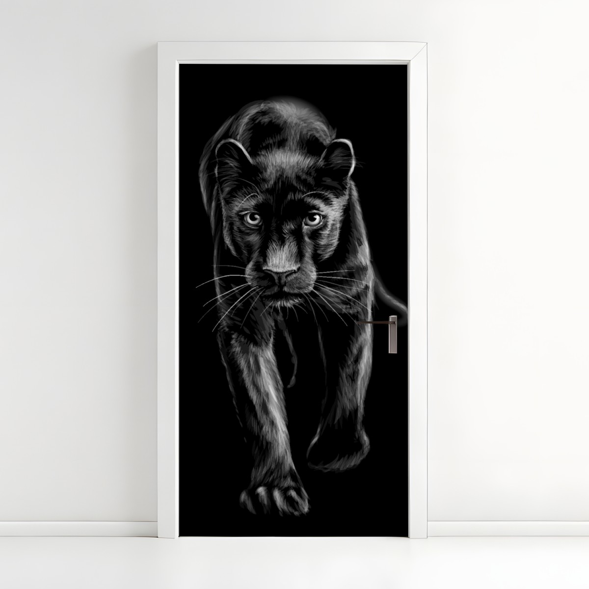 Door sticker striding black panther illustration – Wallissimo®