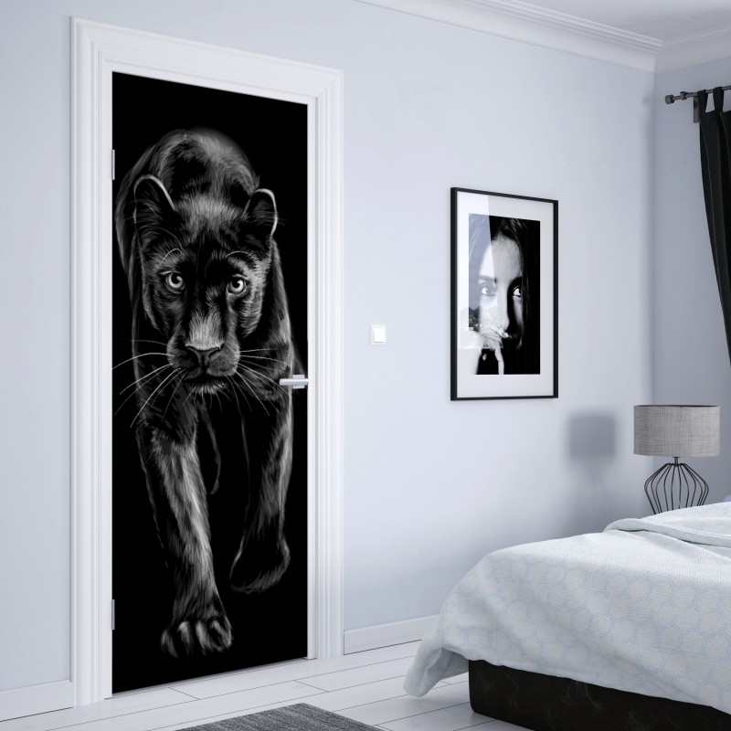 Naklejka na drzwi złote tropikalne liście – Wallissimo®