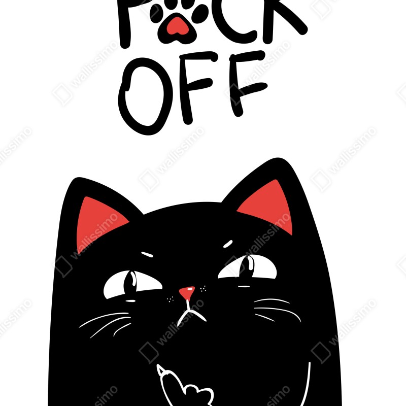 Naklejka na drzwi zuchwały czarny kot z charakterem – Wallissimo® Naklejka na drzwi zuchwały czarny kot z charakterem – Wallissimo®