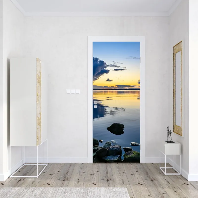 Naklejka na drzwi złoto-czarny marmurowy wir abstrakcyjny – Wallissimo®