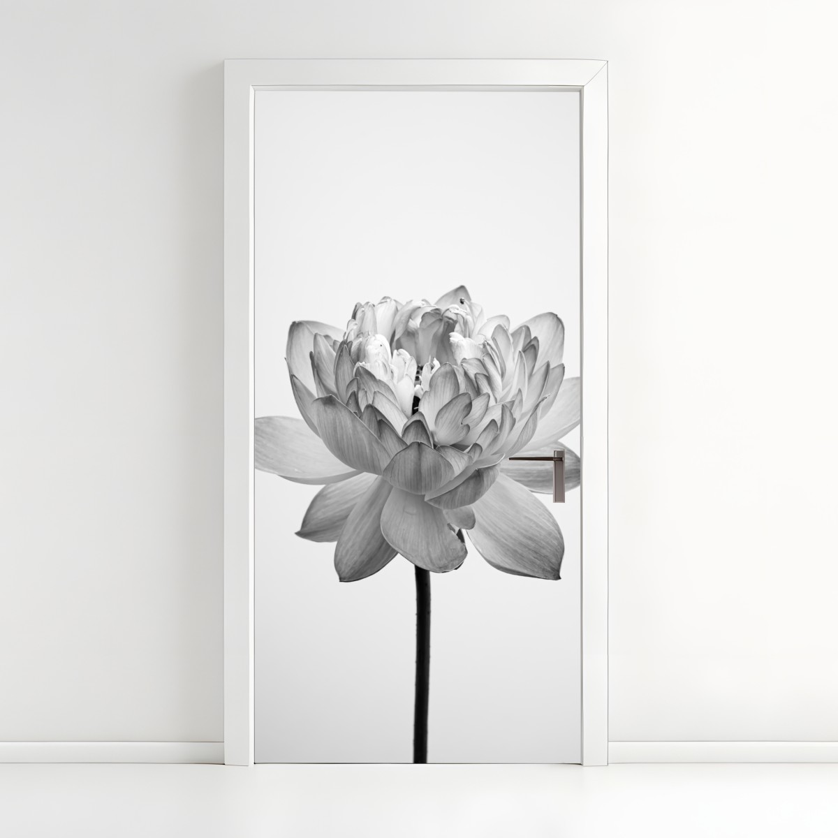 Door sticker serene lotus in grayscale – Wallissimo®