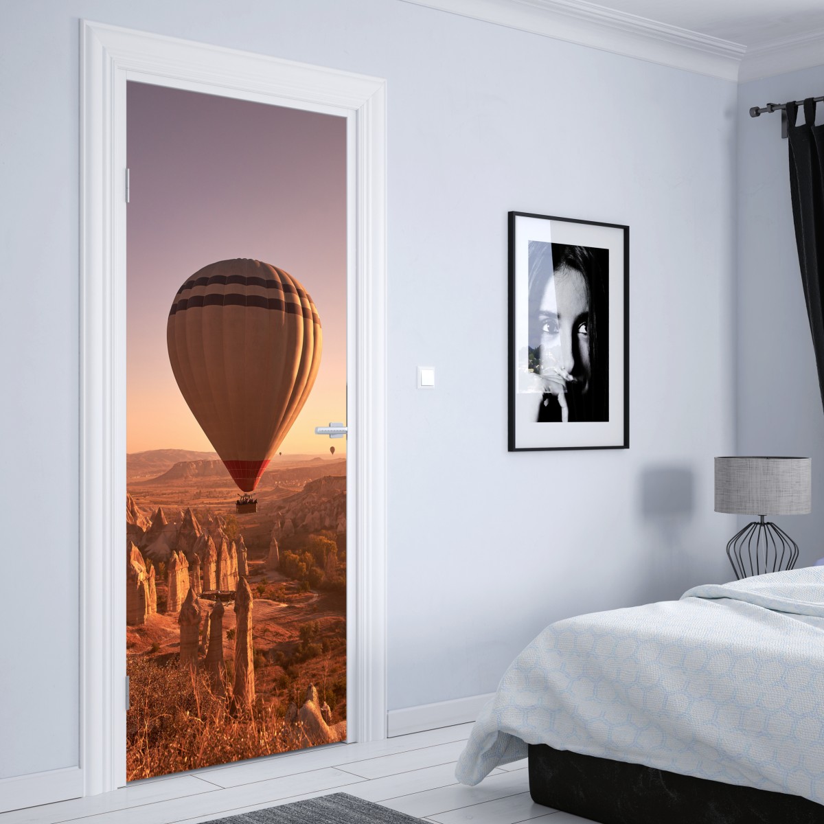 Naklejka na drzwi balon nad Kapadocją o wschodzie słońca – Wallissimo® Naklejka na drzwi balon nad Kapadocją o wschodzie słońca – Wallissimo®