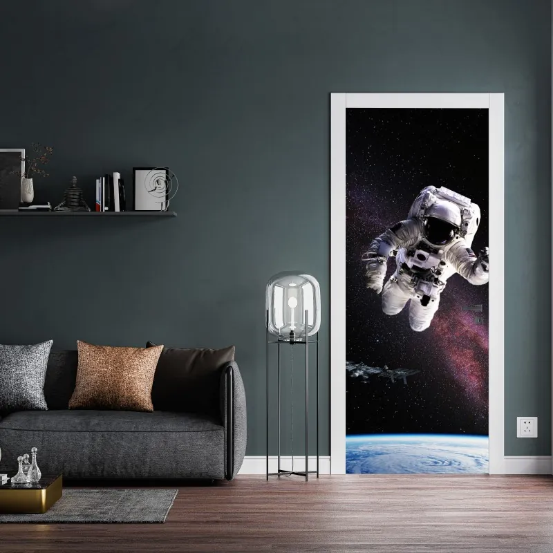 Naklejka na drzwi biały rozprysk na czarnym tle – Wallissimo®