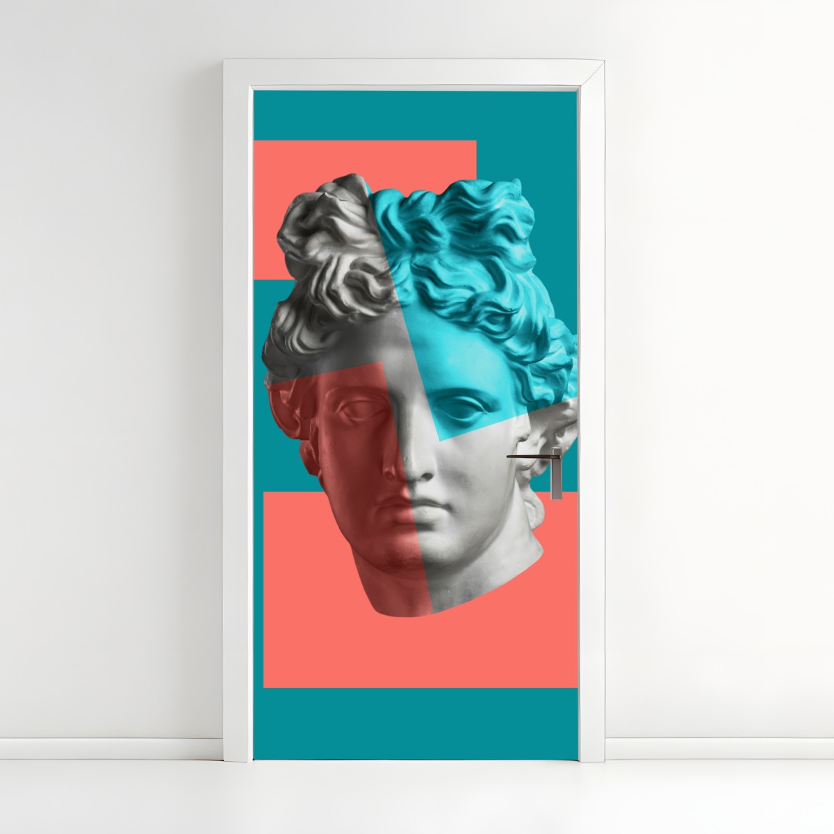 Door sticker duotone classical bust collage – Wallissimo®