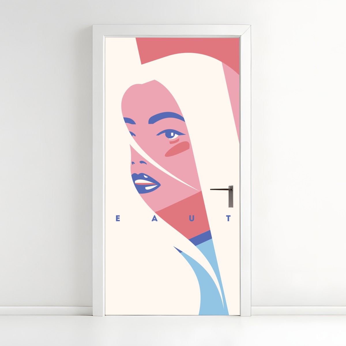 Door sticker pastel pop beauty portrait – Wallissimo®