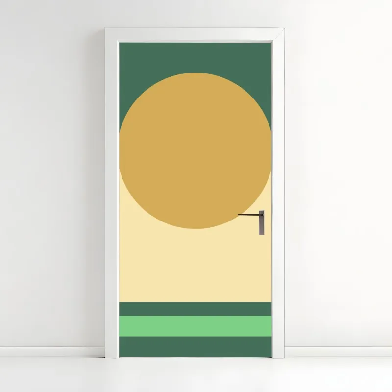 Naklejka na drzwi złoty wzór liści na białym tle – Wallissimo®