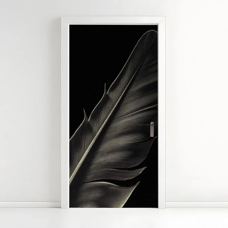 Naklejka na drzwi delikatne pióro w makrofotografii