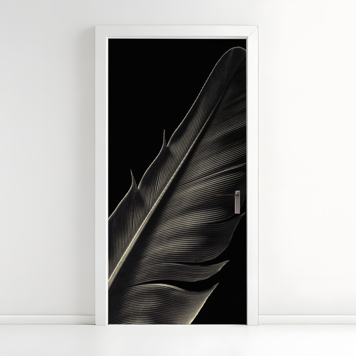 Door sticker delicate feather study in monochrome – Wallissimo®