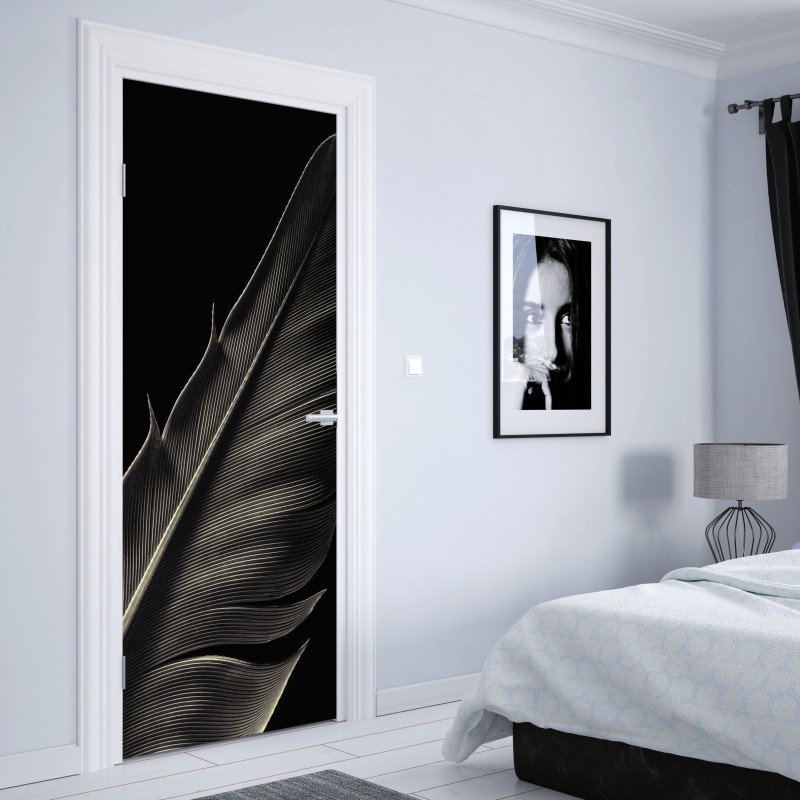 Naklejka na drzwi delikatne pióro w makrofotografii – Wallissimo® Naklejka na drzwi delikatne pióro w makrofotografii – Wallissimo®