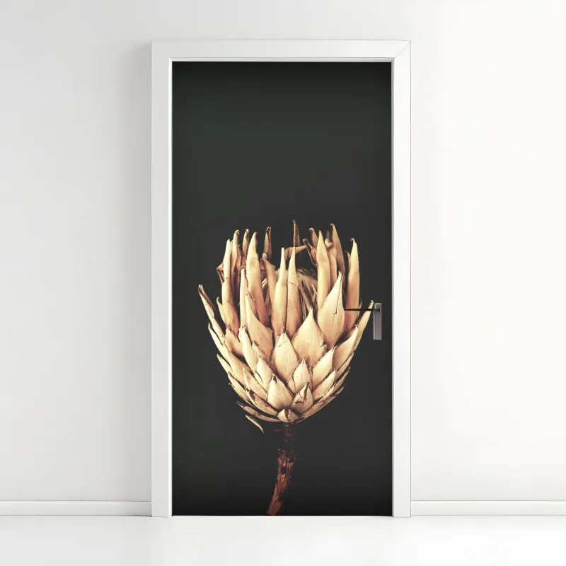 Naklejka na drzwi elegancki beżowy wzór damask – Wallissimo®