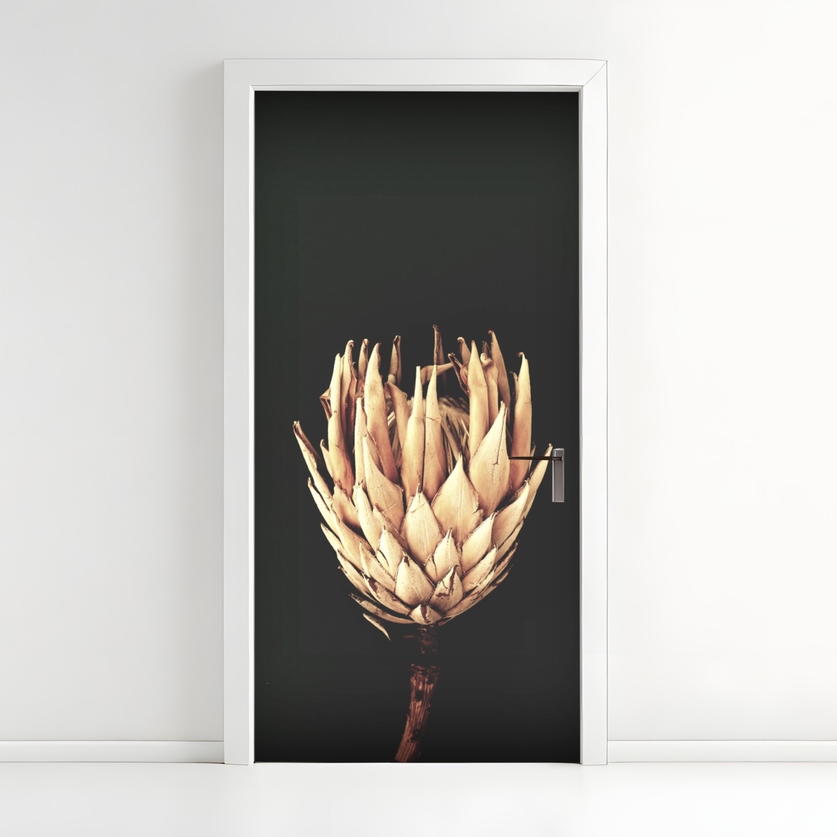 Door sticker vintage protea bloom in sepia – Wallissimo®